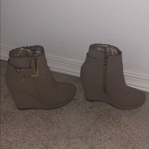 Taupe wedges/ankle boots/heels